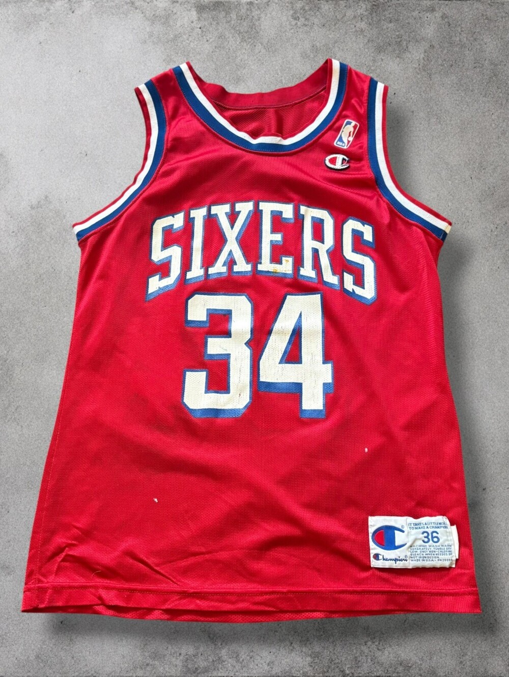 Vtg 90s Philadelphia 76ers Champion Charles Barkley Jersey basketball 36 XS NBA